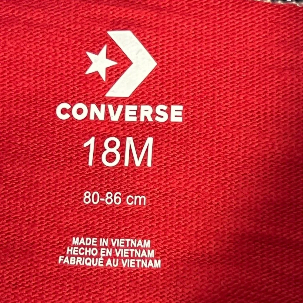 Converse Chuck Taylor Raglan Shirt Toddler 18M Red Gray Long Sleeve Graphic Logo